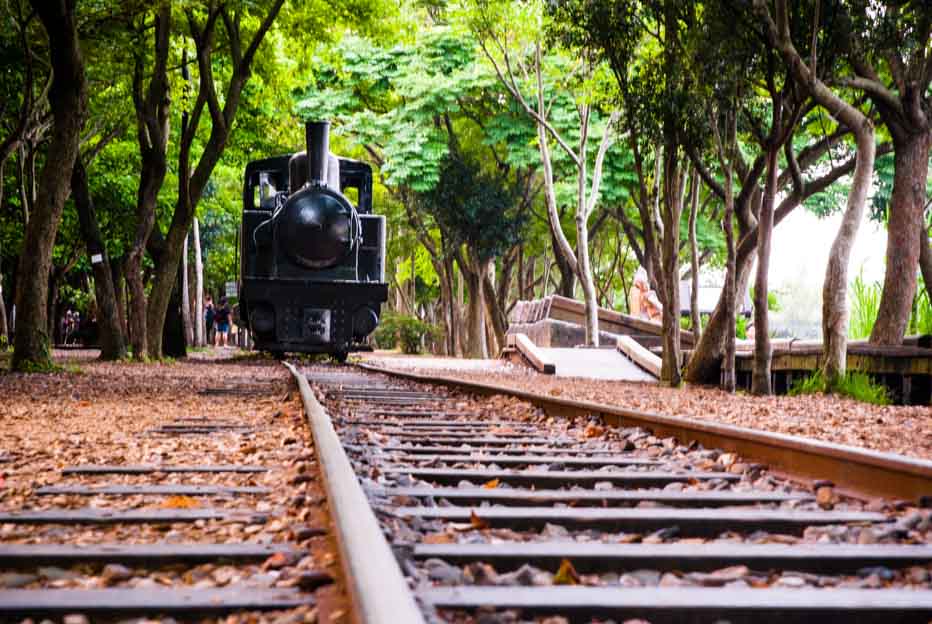 羅東林場鐵軌上的蒸汽火車頭